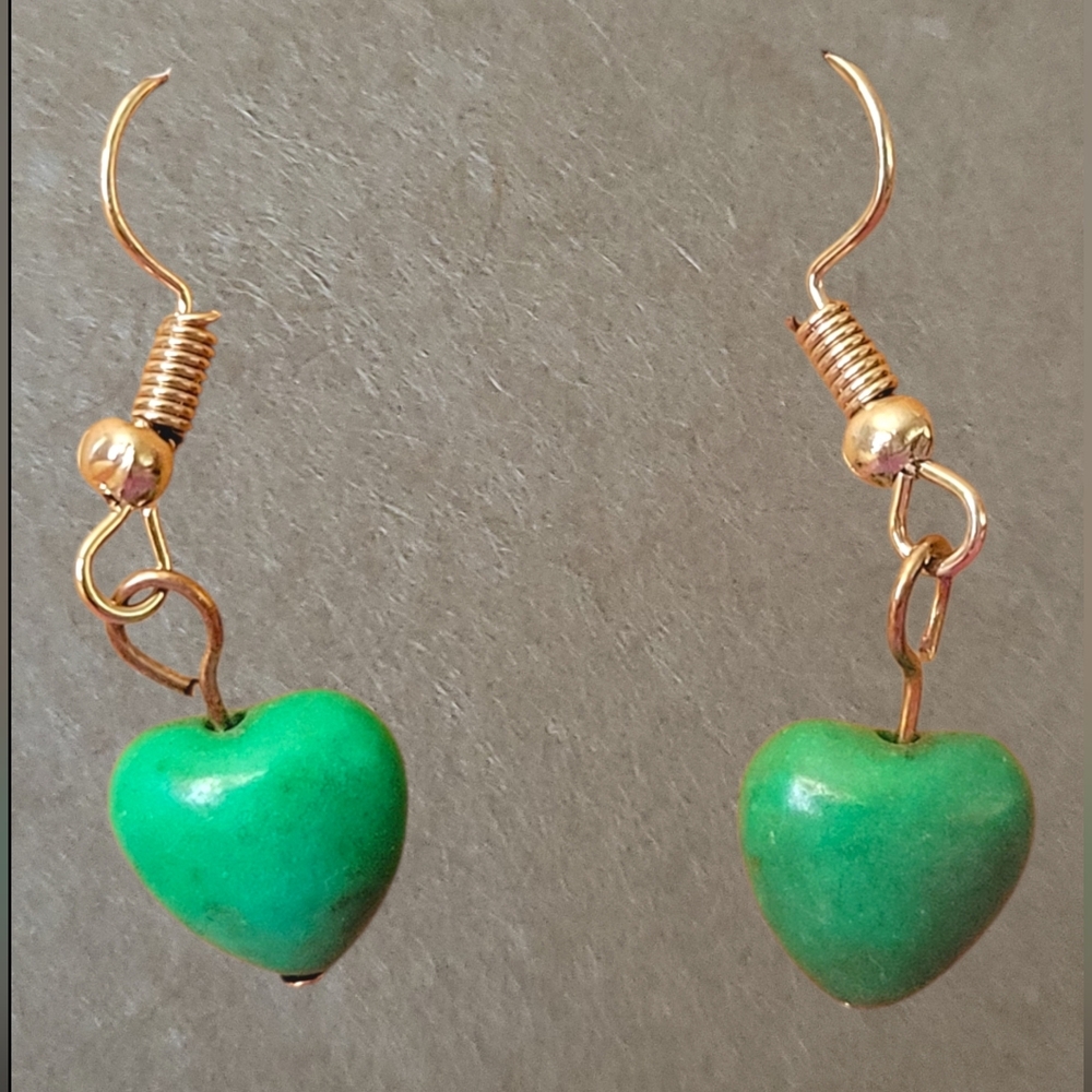 Green Heart Earrings